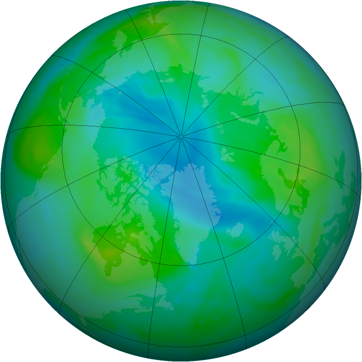 Arctic ozone map for 30 August 2007